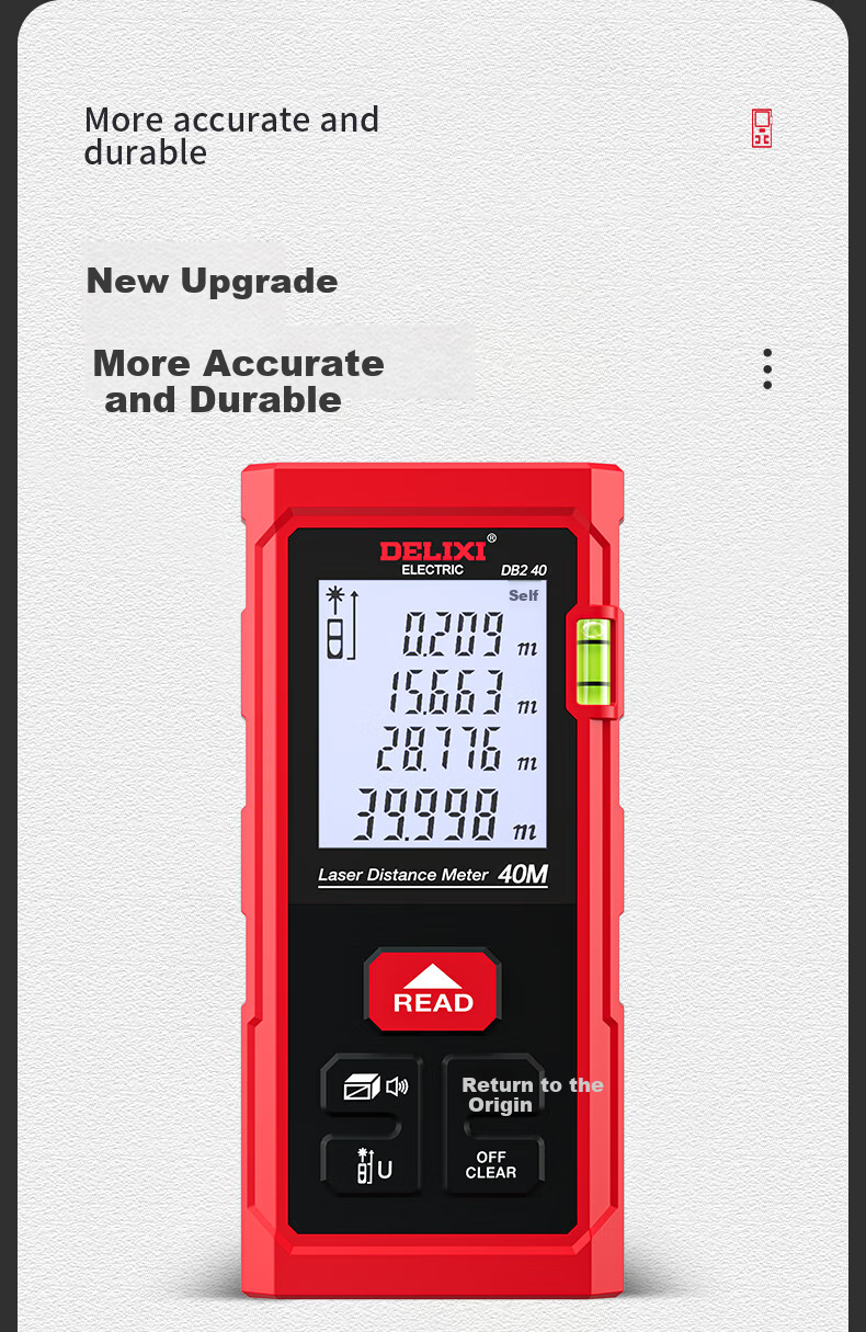 DELIXI ELECTRIC Laser Distance Meter Upgraded High-Precision Electronic Tape Measure with Projection Line 50m Range 5