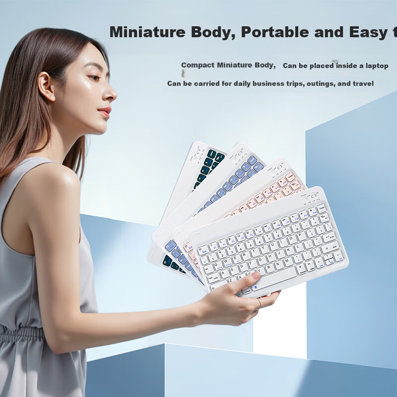 BOW Hangshi X19 Wireless Bluetooth Keyboard, Ultra-Thin, Quiet, Suitable for Office Use, Compatible with Apple, Xiaomi, Huawei Phones, IPad Tablets, Laptops, Universal Rechargeable Keyboard, Elegant White
