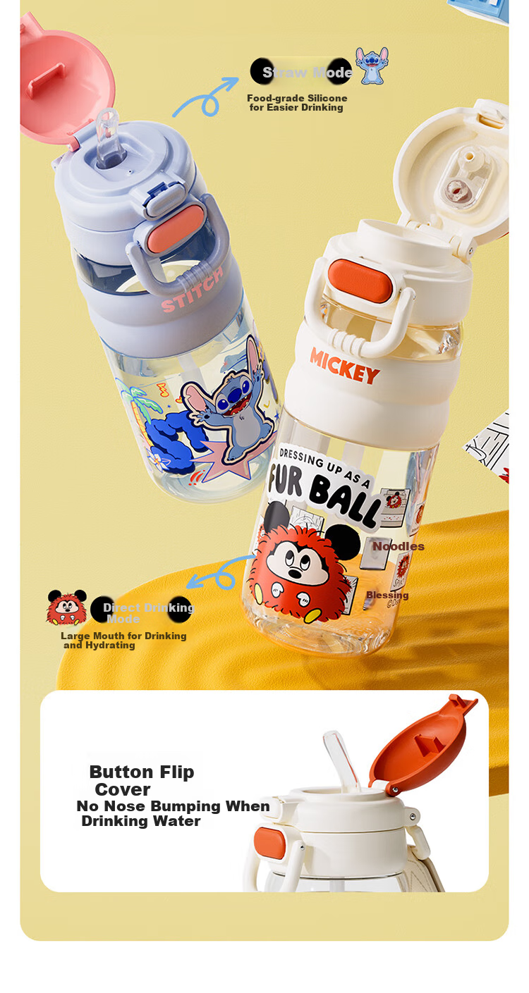 Disney Large Capacity Sports Water Bottle for Children, Stylish Dual-Use Cup for Boys, School Water Bottle for Elementary Students 6