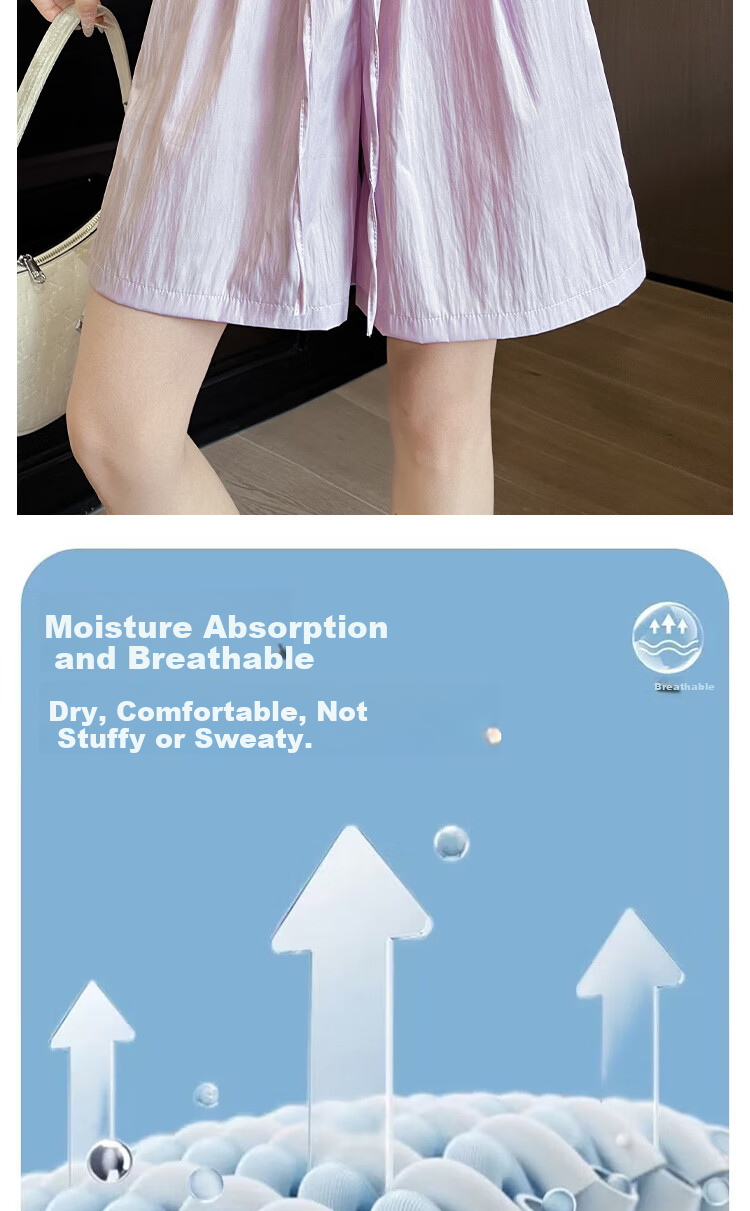XUEXIMAN Ice Silk Quick-Dry Yamamoto Shorts for Women, Summer 2025 New Style, Loose-Fitting, Knee-Length, High-Waisted, Slimming Wide-Leg Sports Pants 3