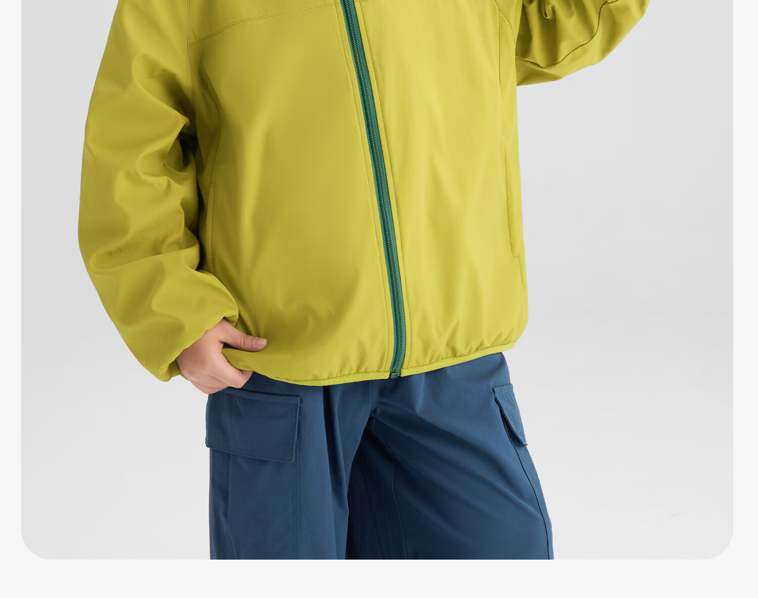 Zuoxi Boys' Fleece-Lined Jacket, 2026 New Children's Softshell Outerwear, Fleece Integrated Top, Gray, Size 160 42