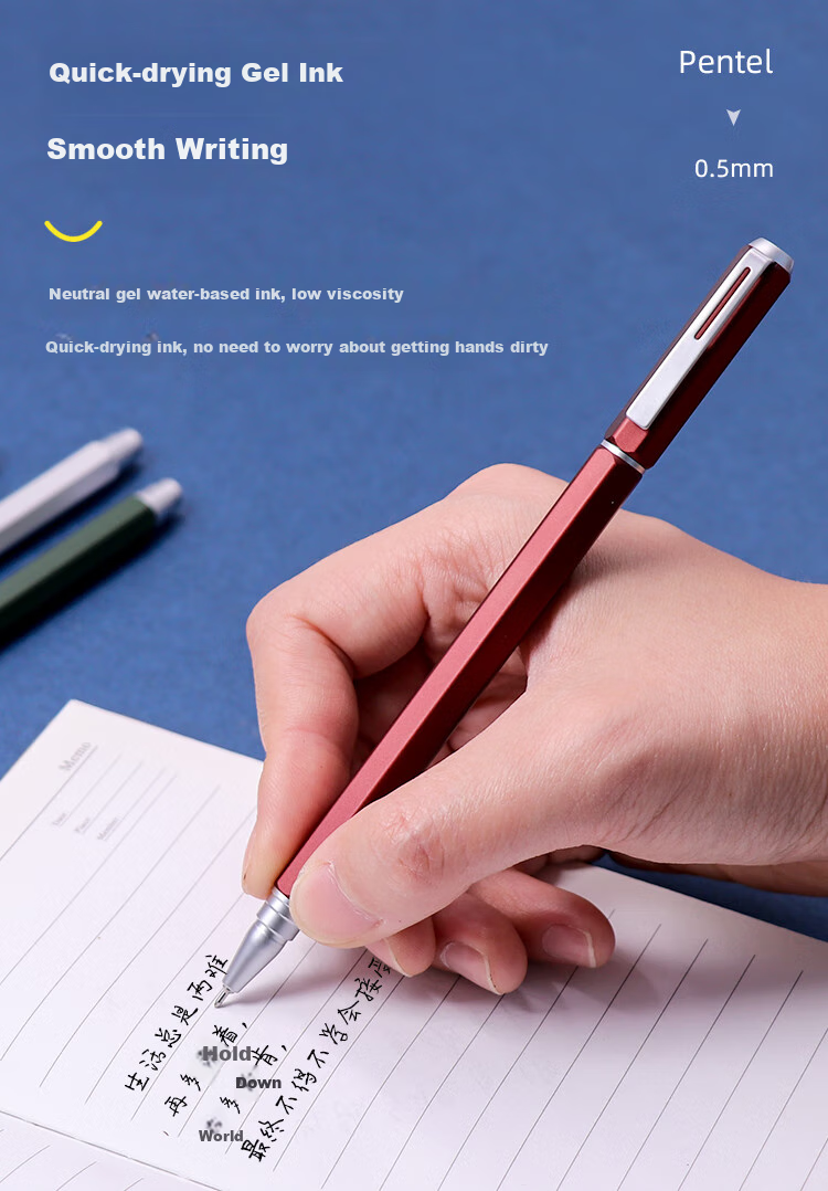 Pentel 0.5mm Business Gel Pen with Metal Barrel, Office Financial Signing Pen, Quick-Drying Ink Pen, BLN665D-AE, Gree 7