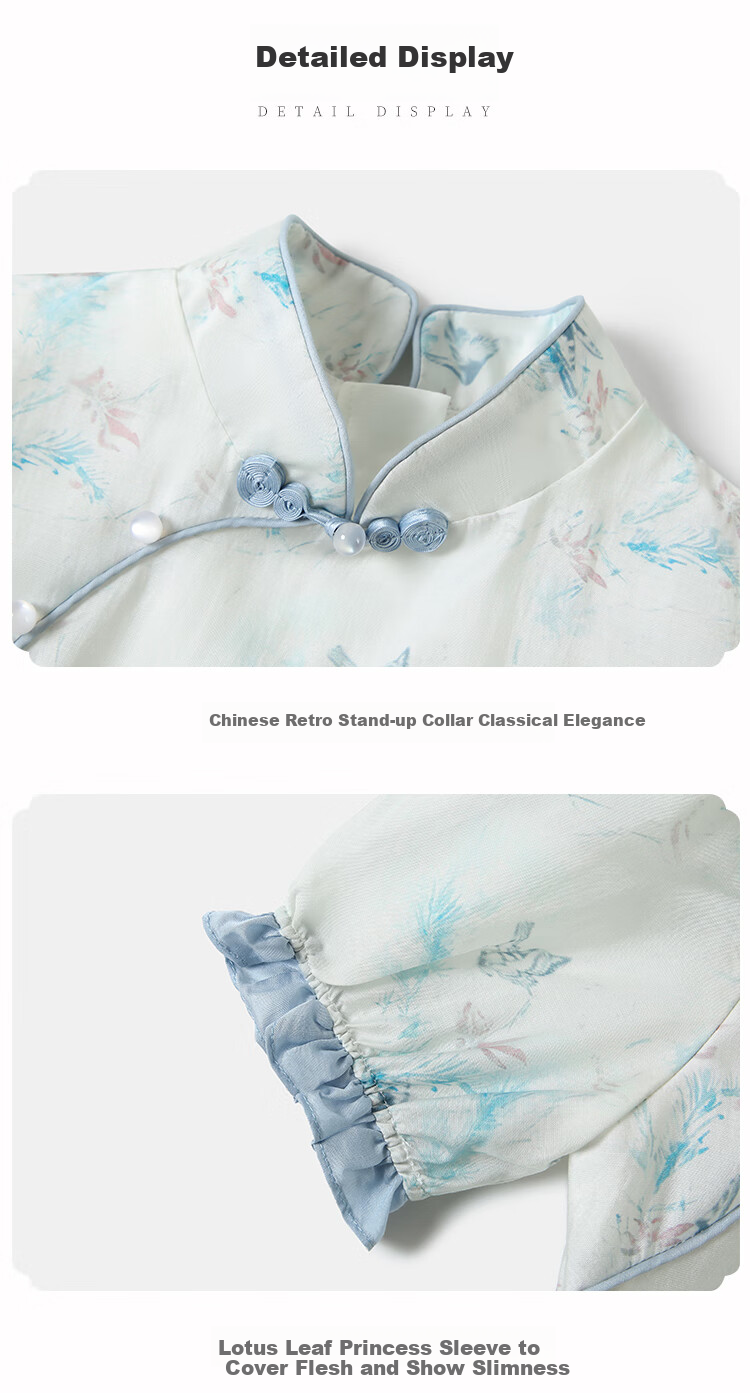 YEEHOO Children's Hanfu Girls' New Chinese-Style Blouse, Big Kids' Short-Sleeve Improved National Style Frog Button Top, Orange, Size 165 14