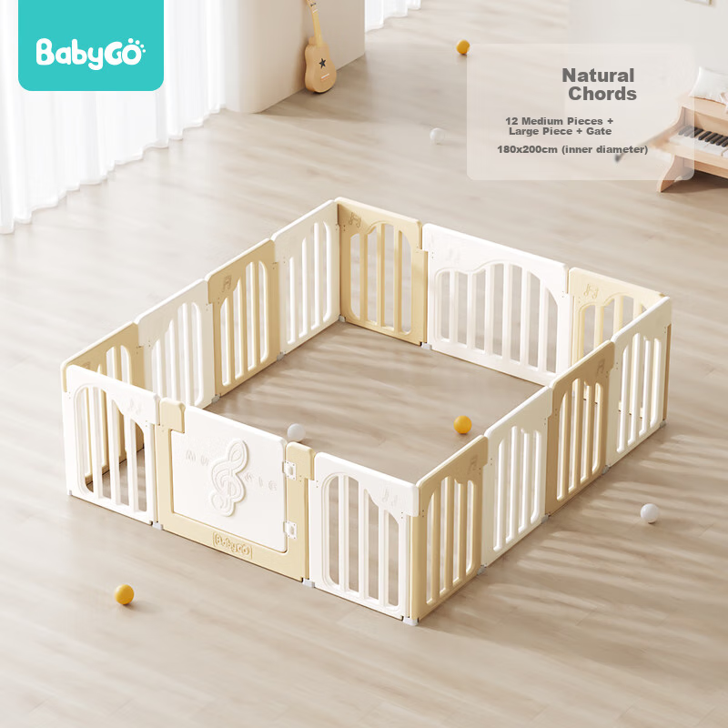 Игровой манеж BG-BABYGO Musician Game Fence, детский игровой барьер для ползания, интегрированный защитный барьер для младенцев, детский игровой манеж для дома, 200*180 см, желто-белый