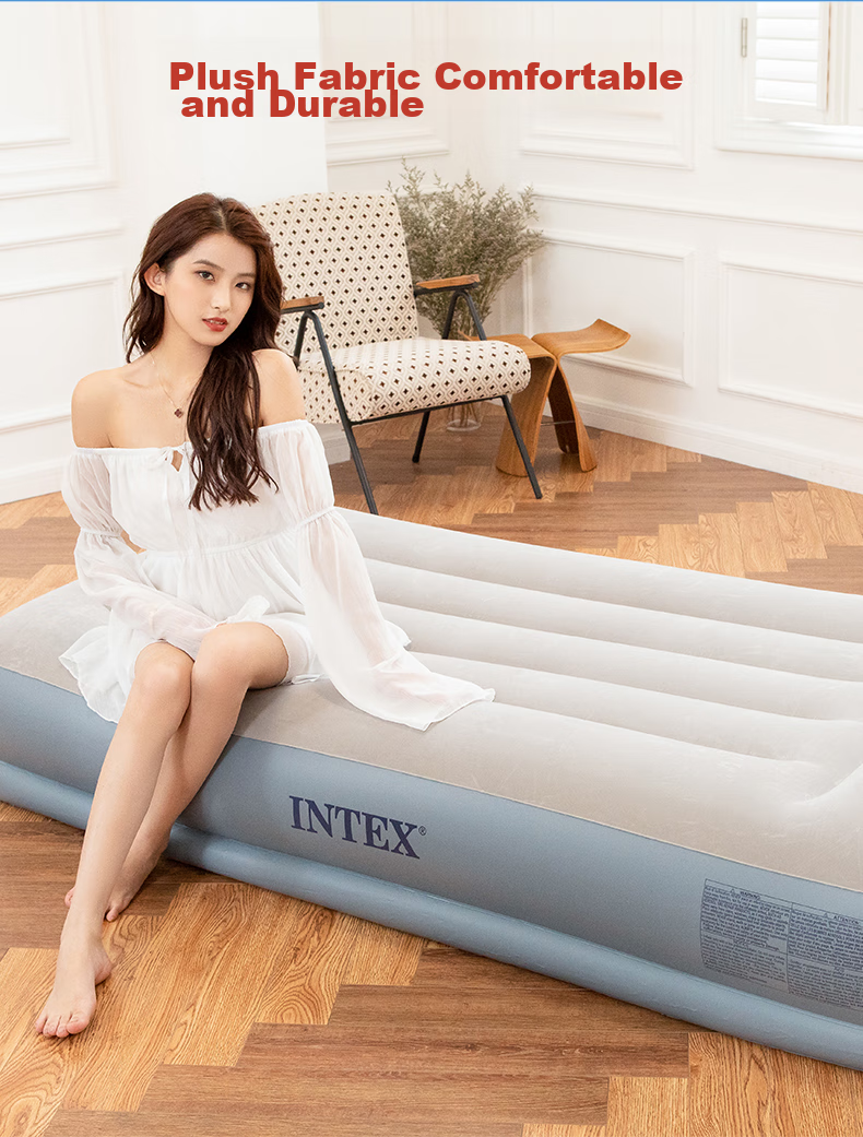 INTEX 64116 Electric Pump Inflatable Bed with Pillow, Air Mattress for Home Nap, Outdoor Tent Pad, Folding Bed CT1 6