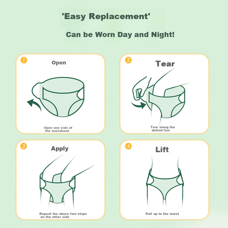 Eunjie Daily Comfort Pants L-XL Size 9 Pieces with Velcro Opening And Closing Waistband, Breathable Morning Panty-Style Sanitary Napkins