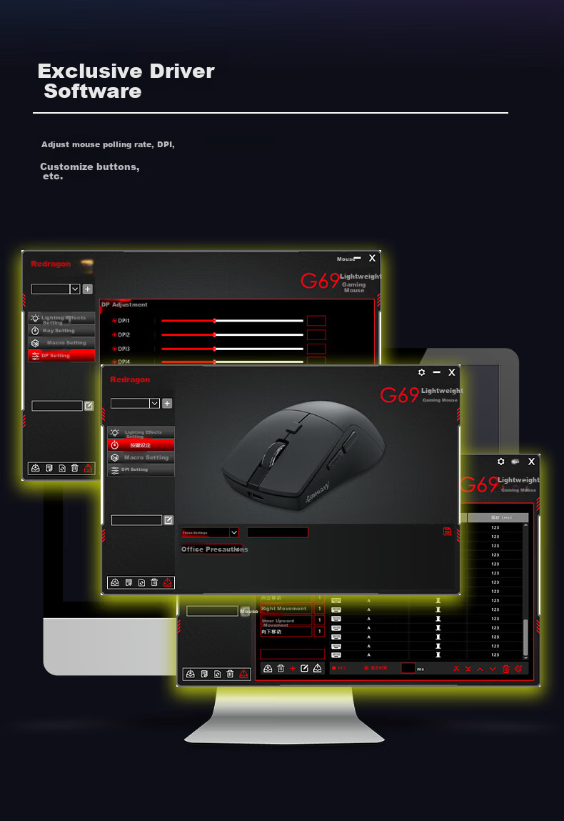 REDRAGON G69 Gaming Mouse, Comfortable for Hand, Wireless Mouse, E-Sports Mouse, Office Mouse, New Year Gift, Tri-Mode, White 8