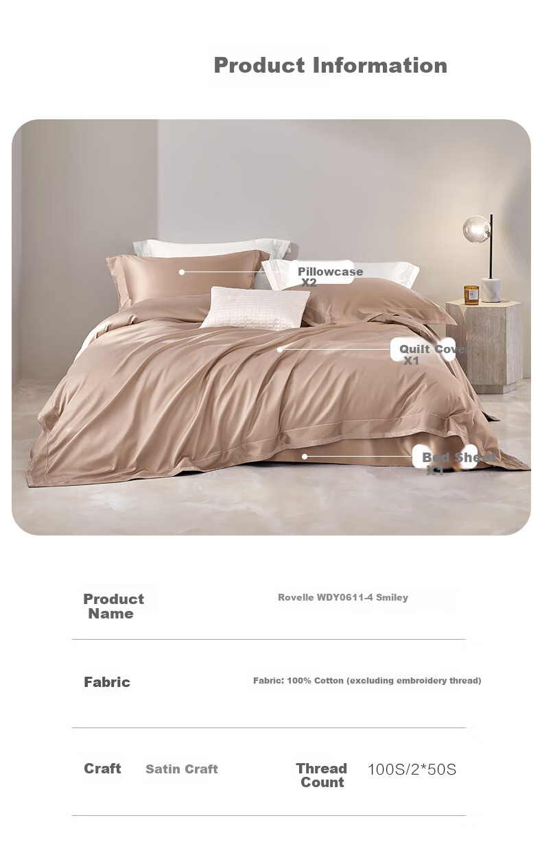 LUOLAI Home Textiles Pure Cotton Bedding Set of Four Pieces, 100 Thread Count Egyptian Cotton, Luxury Bed Sheet And Duvet Cover Set for Double Bed, 200*230 8