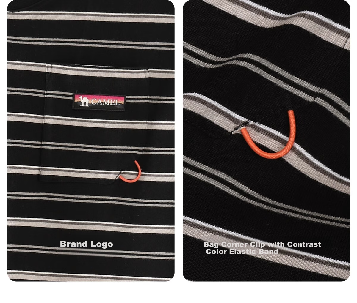 CAMEL 100% Cotton Outdoor T-Shirt Women Spring Summer Breathable Loose Fit Stretchy Striped Short Sleeve Top Men V010 29