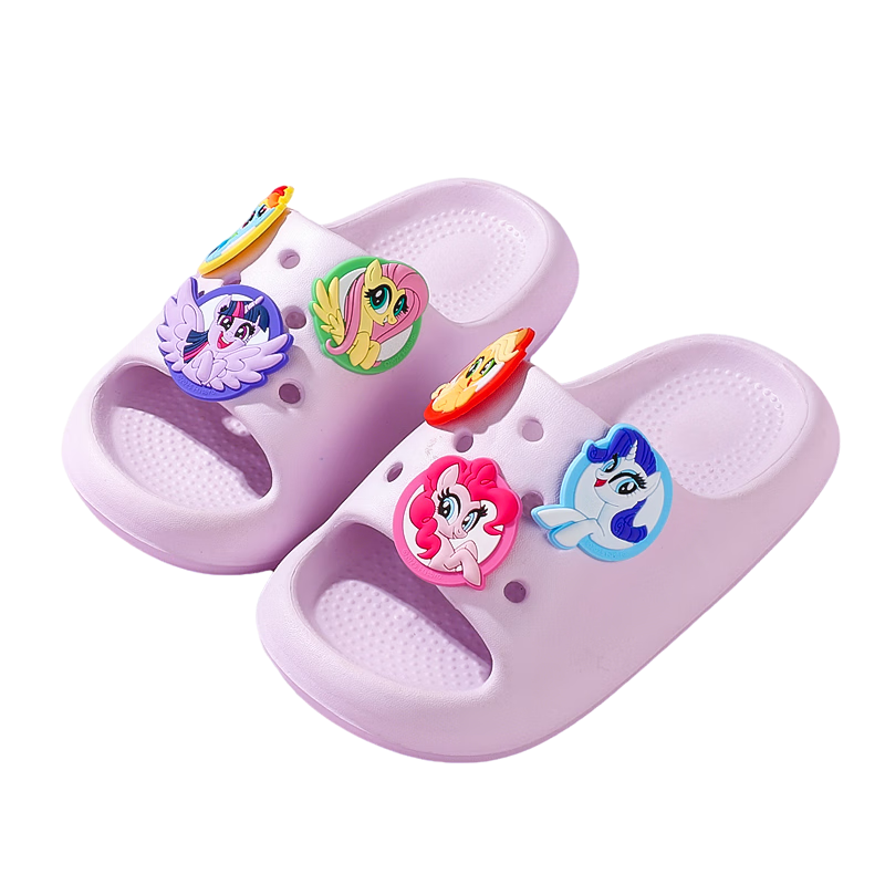 My Little Pony Girls Summer Slippers Soft Sole Non-Slip Toddler Baby Sandals Round Logo Purple Size 38