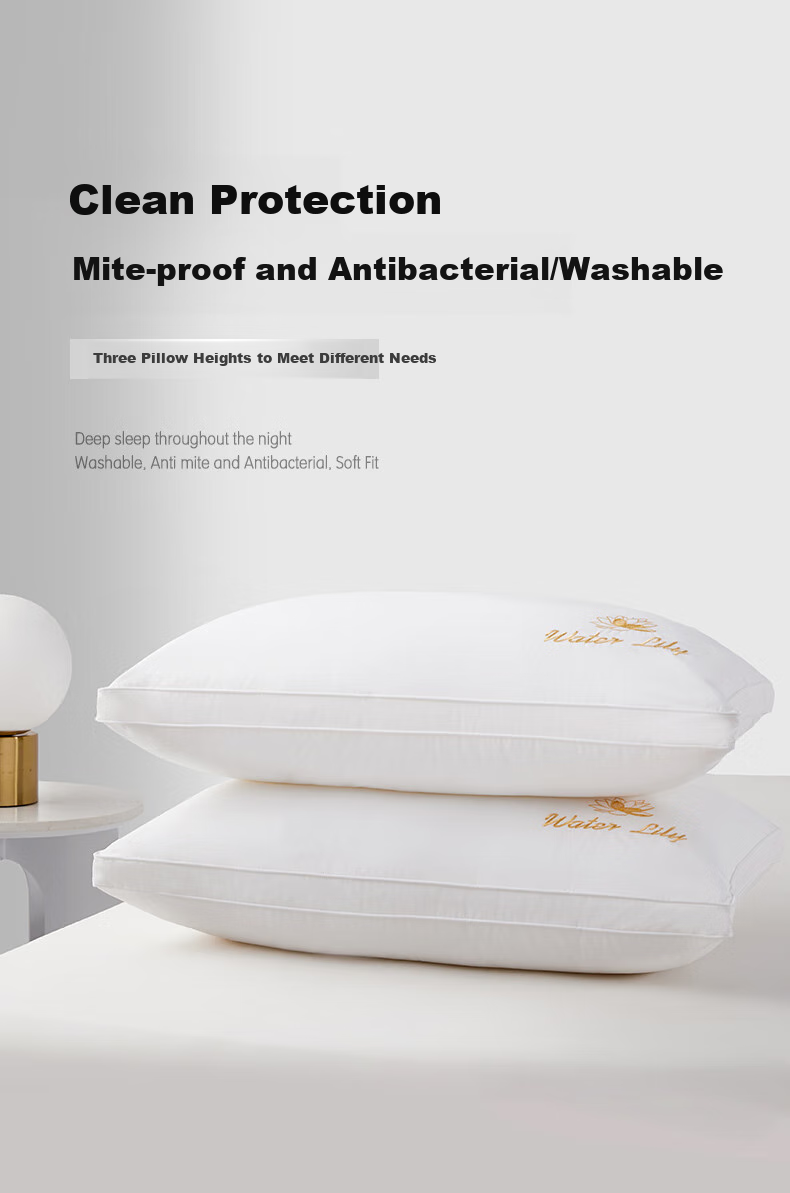 BEYOND Home Textile Pillow Core, Washable All-Cotton Embroidered Soft Pillow Core, Low Pillow Stand Tall Style Pair Set, Lianyi 48*74cm 1