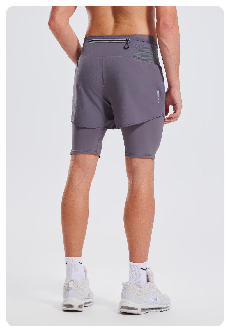 Cosleaf Men's Running Sports Shorts Summer with Liner Training Five-Point Pants Professional Waist Bag Pocket Marathon Fitness Pants 18