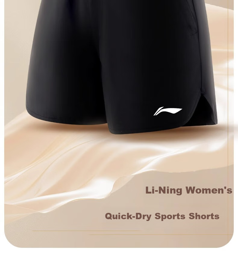 Li-Ning Women's Sports Shorts, Summer New Style, Running Ice Silk Quick-Dry Casual Beach Shorts, Yoga Loose Three-Quarter Length Pants, Size M 2