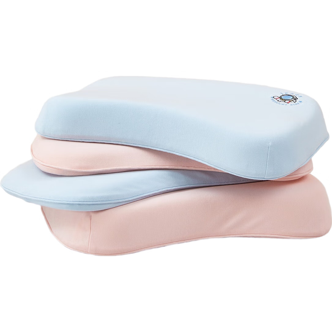 Детская подушка MERCURY Kids из силиконовой пены с эффектом памяти, антибактериальная, моющаяся, с дышащей наволочкой, предотвращающая перегрев, 32x50x3 см, синяя