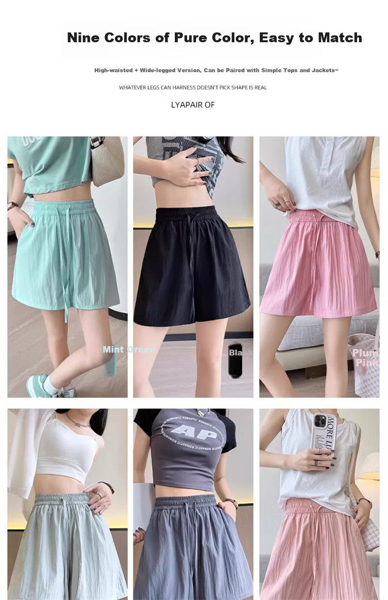 LangSha Women's Shorts, Summer Ice Silk Thin Style, 2025 New High-Waist Loose Casual Sports Quick-Dry Pants, Suitable for Outdoor Wear 6