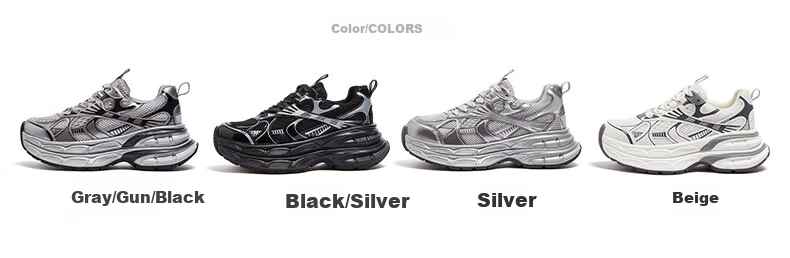 CAMEL [Wang Peiyuan's Choice] Dad Shoes Men's Silver Moon Heightening Casual Shoes L24A283742AM Black/Silver 39 10