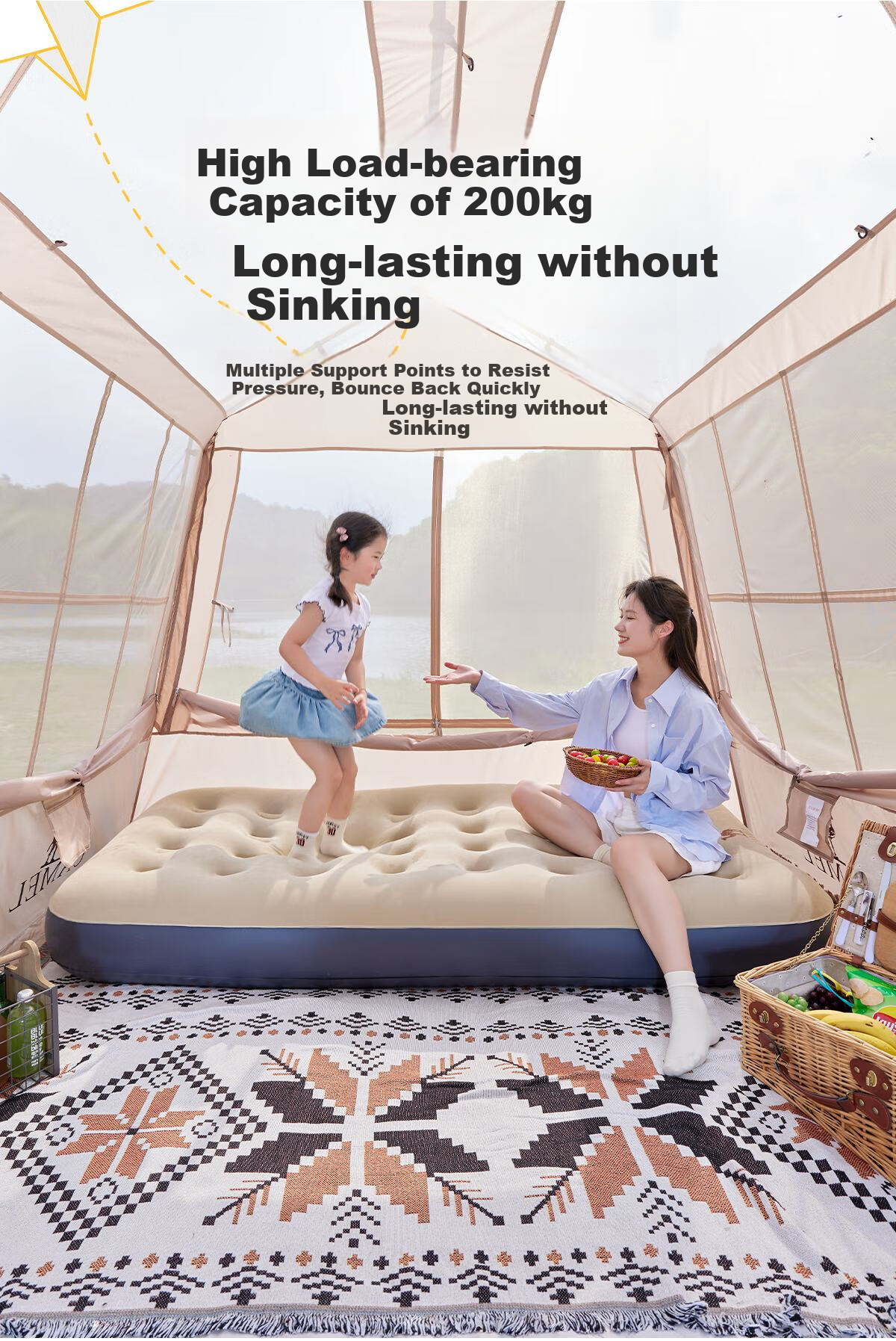CAMEL [Jingdong Exclusive], Inflatable Mattress, Floor Sleeping Pad, Home And Outdoor Camping Mattress, Single Automatic Air Bed 5