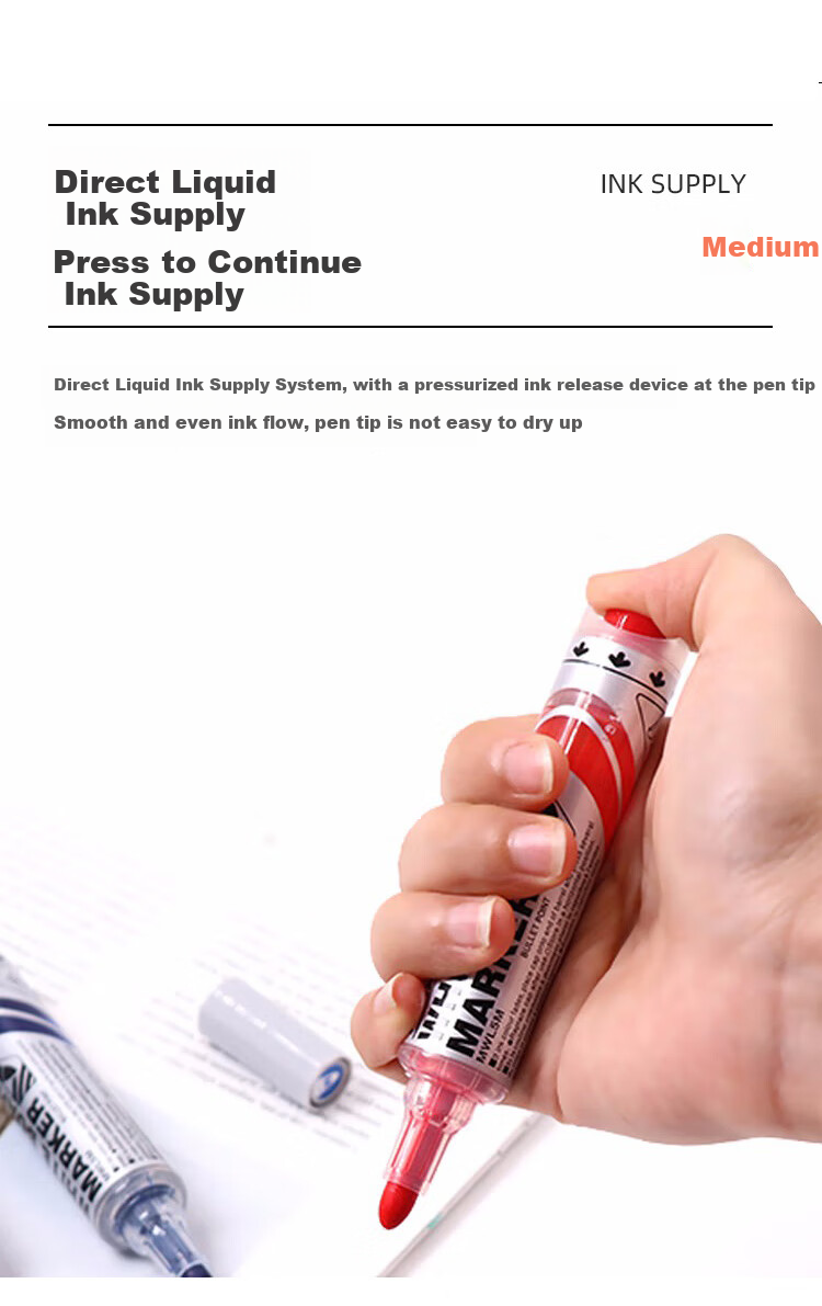 Pentel Whiteboard Marker, 2mm Direct Liquid Thick Round Tip, Erasable Marker, Imported, MWL5M, Black (Pack of 5) 5