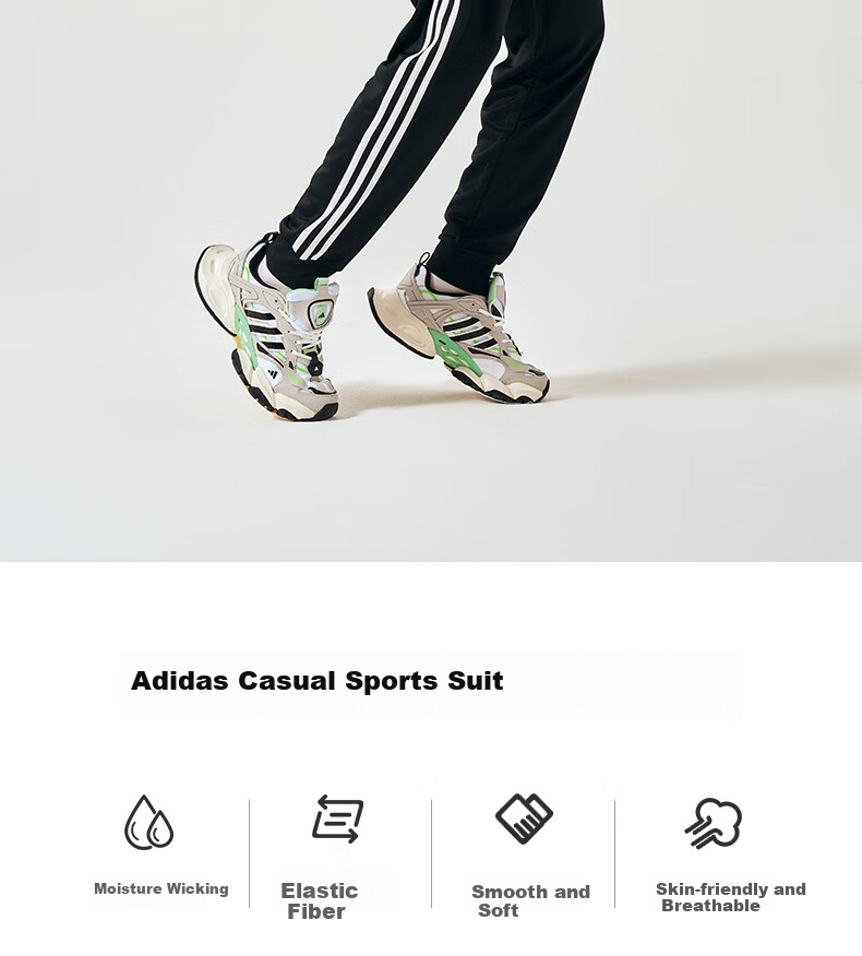 Adidas Men's Spring Running Sportswear Set, Windproof Jacket And Leggings Two-Piece Suit, Black And White, 2XL 2