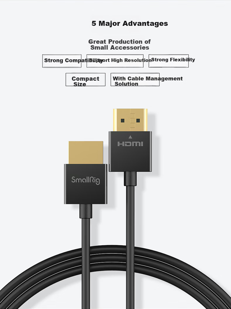 SmallRig 2956 Ultra-Thin HDMI Cable with Standard Type-A HDMI Port Camera Photography And Videography Accessory 2