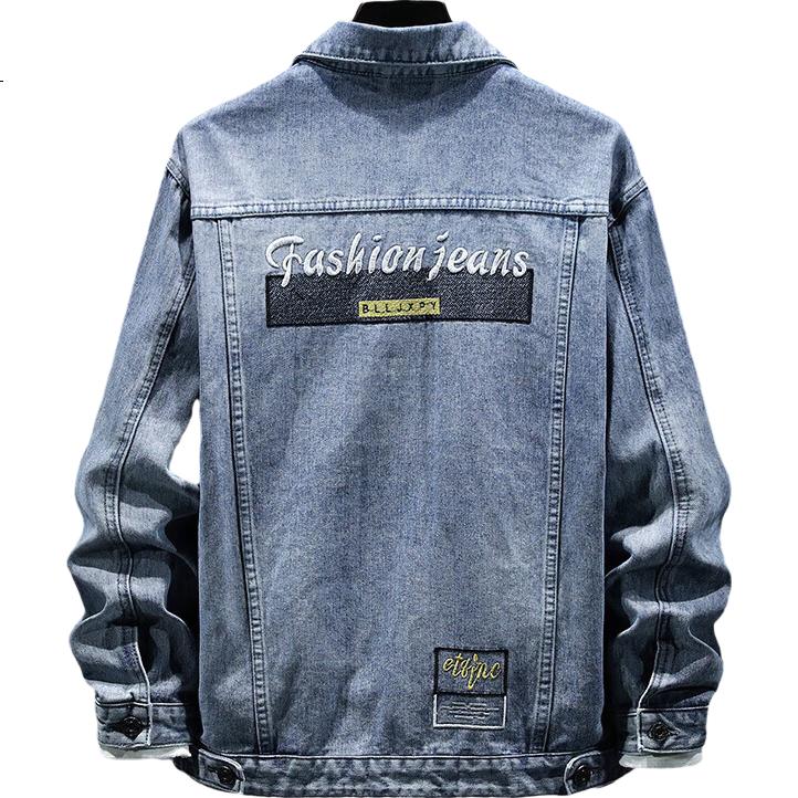 Джинсовая куртка Jeanswest мужская, коллекция Весна 2026, удобная, с мягкой вышивкой, модная уличная куртка, синяя, размер 3XL