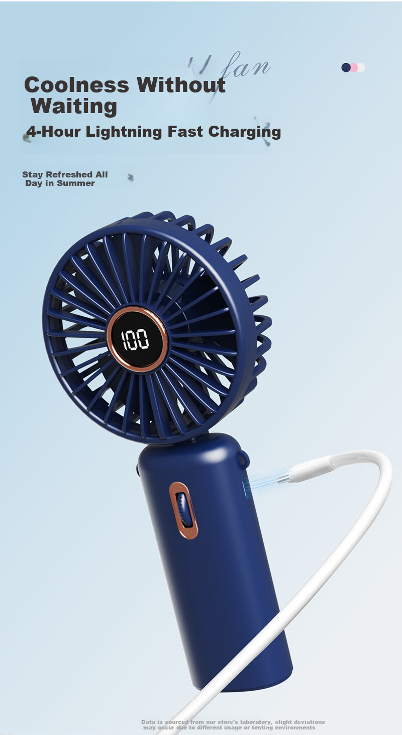 Jinlongxing [100-Speed Cold Air Blast] Handheld Mini Fan, Quiet Desktop Cooling Bladeless Portable USB Rechargeable High-Power Fast Air Gun with Long Battery Life 8