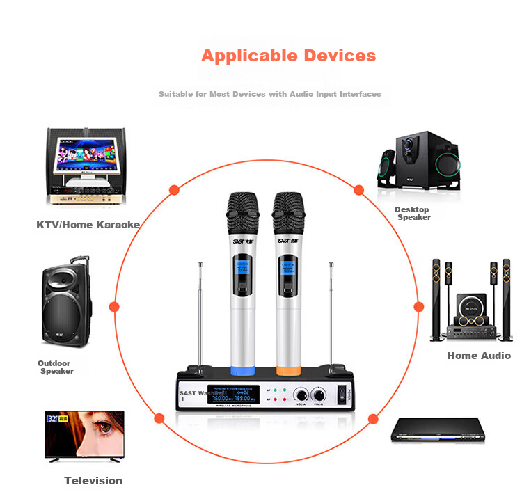 SAST OK-40 Wireless Microphone System, Dual Wireless Microphones, Home KTV Sound System for Singing, Meetings, Speeches, Stage Performance, Karaoke, OK Dual Handheld Microphones, Black 11