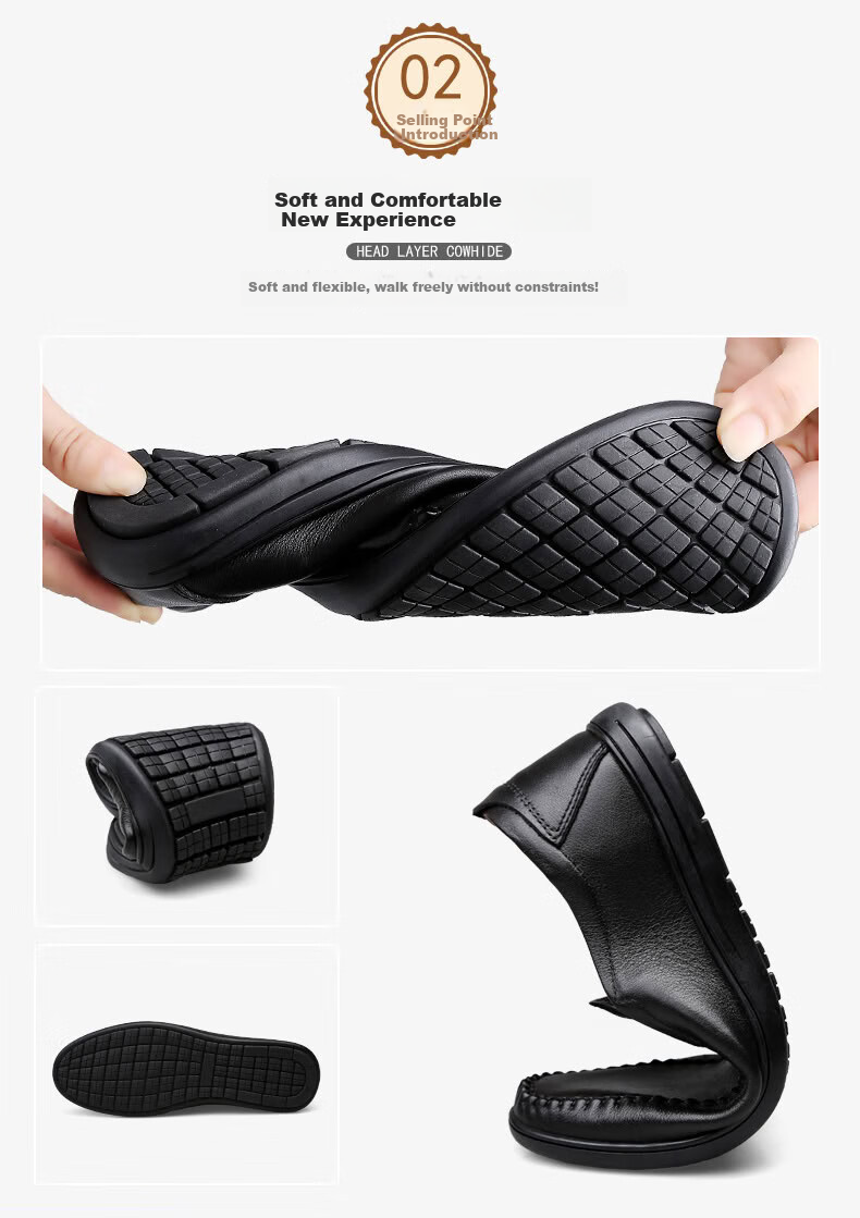 MULINSEN Men's Shoes, Business Casual Slip-On Soft-Soled Dad Shoes, Size 39, Black, 21811058 9