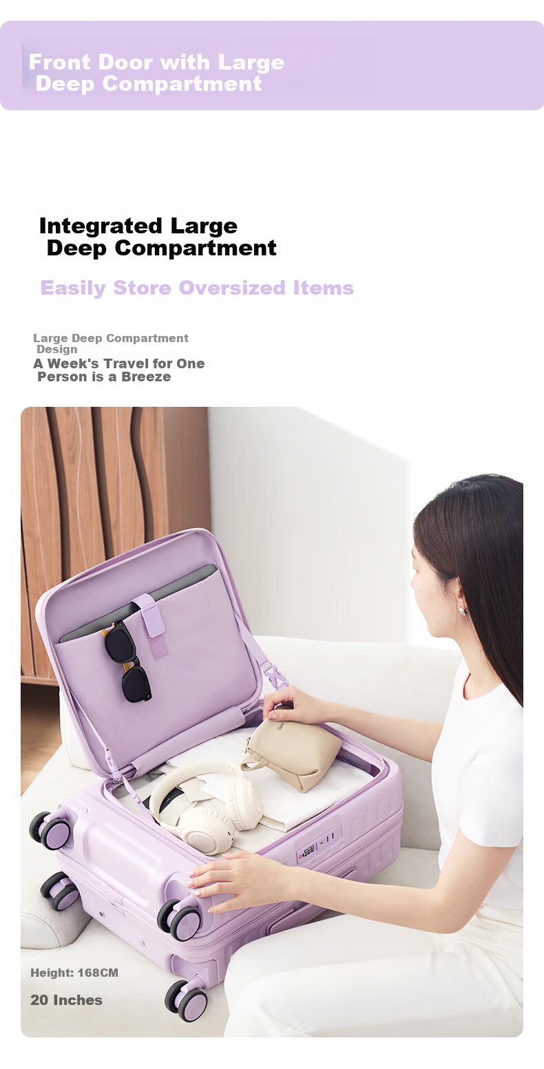 KALA·Y [Jiang Qinqin Endorsed] Luggage, 28-Inch Large Capacity, Front-Opening Lid, Expandable Capacity, for International Travel And Study Abroad, Check-In Suitcase 4