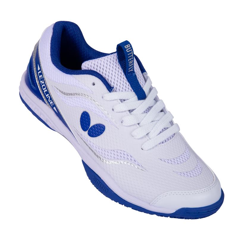 BUTTERFLY TC-2 Table Tennis Shoes, Professional Breathable Unisex Table Tennis Sports Shoes, White And Blue, Size 40