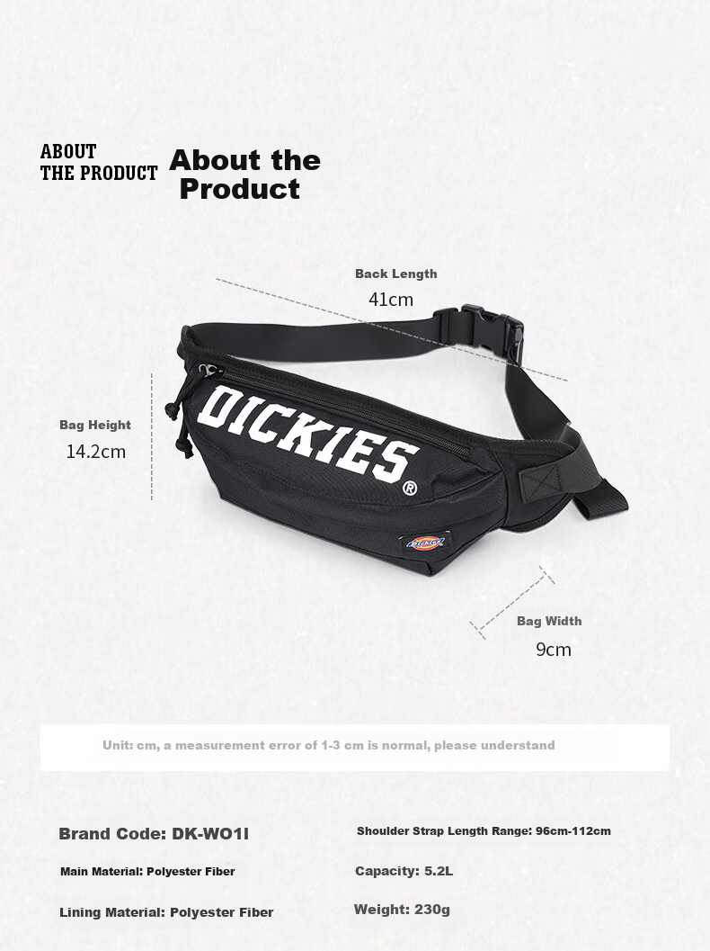 Dickies Men's Crossbody Bag DK Multi-Compartment Waist And Chest Pack, 2025 New Style Lightweight Cycling Hiking Sports Travel Bag for Male And Female Students 11