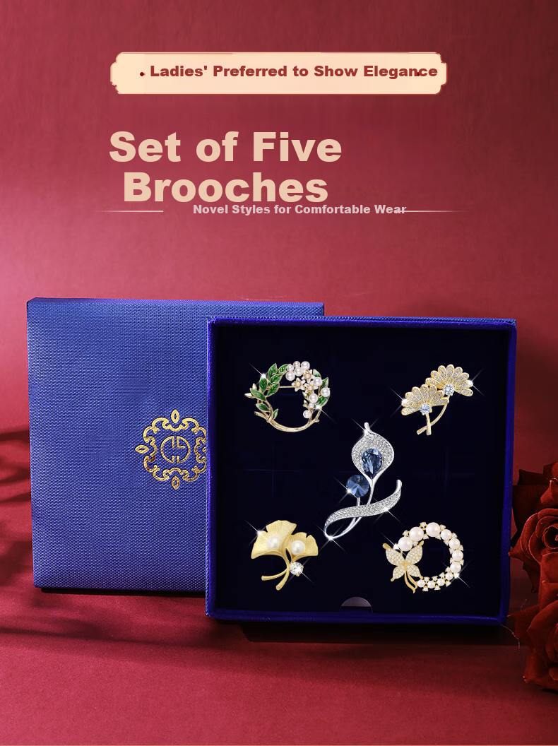 Dijing Women's High-End Brooch Gift Box, Versatile Fashionable Suit Pin Accessories, Autumn And Winter Clothing Ornaments 1
