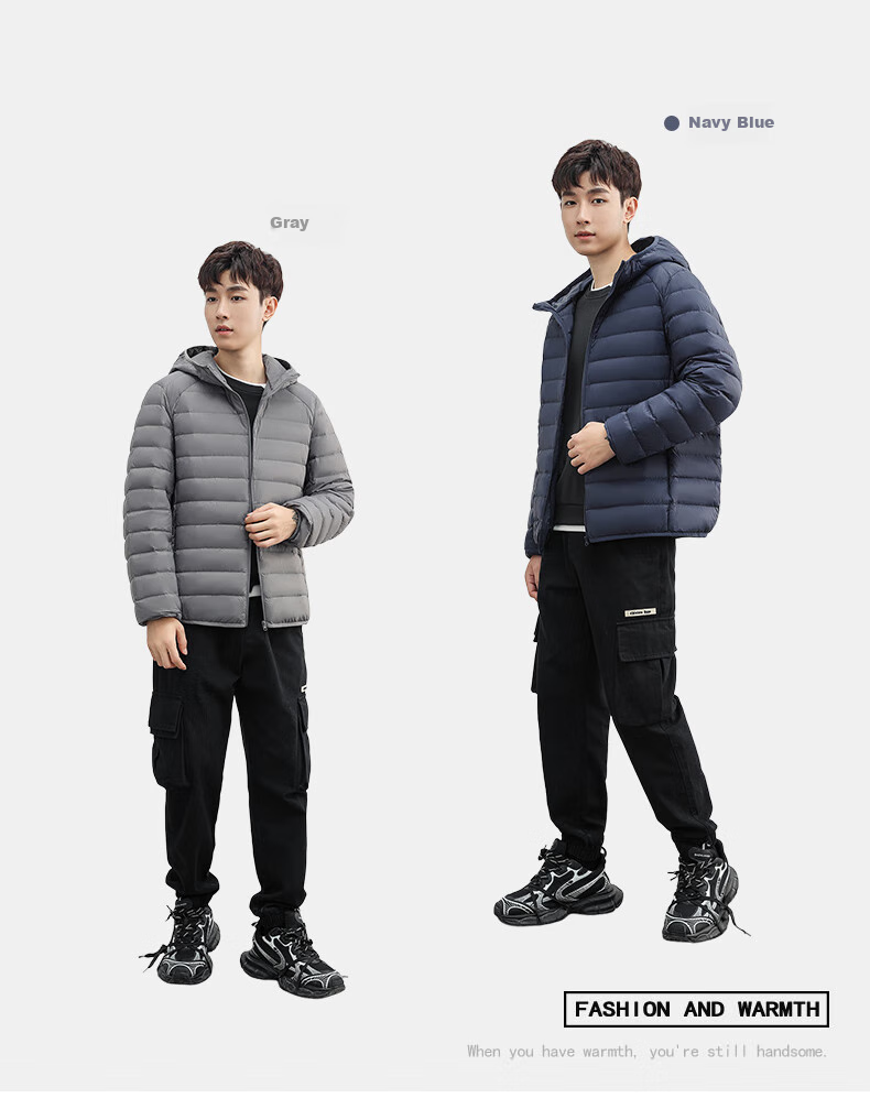 YAYA down Jacket for Men, Autumn And Winter Warmth, Solid Color Short Hooded Style, Unisex Lightweight down Coat, Suitable for Young And Middle-Aged Outdoor Activities 3
