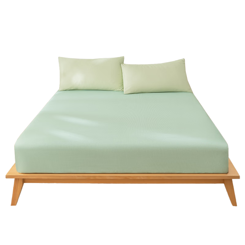 JD Original Pure Cotton Coarse Linen Fitted Sheet Single Piece A-Class Skin-Friendly Breathable Comfortable for 1.8m Bed Green Creek