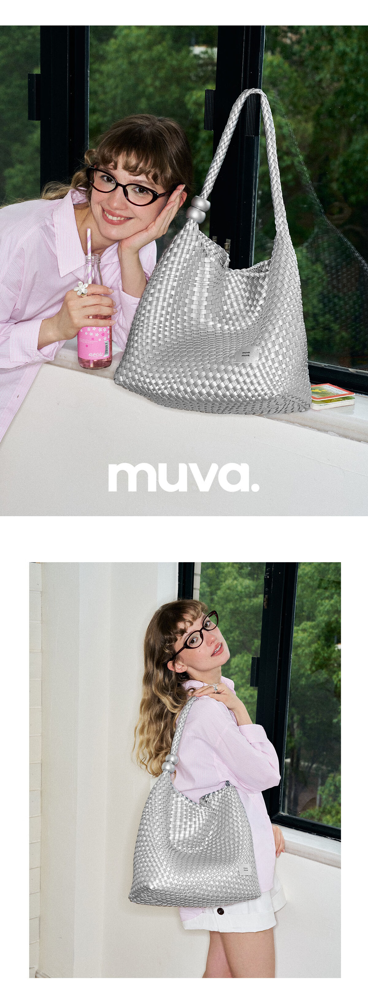 MUVA Pearl Knit Bag, Large Capacity Tote Bag for Commuting And Beach Vacation, Shoulder Bag, New Style Birthday Gift, Champagne Gold 8