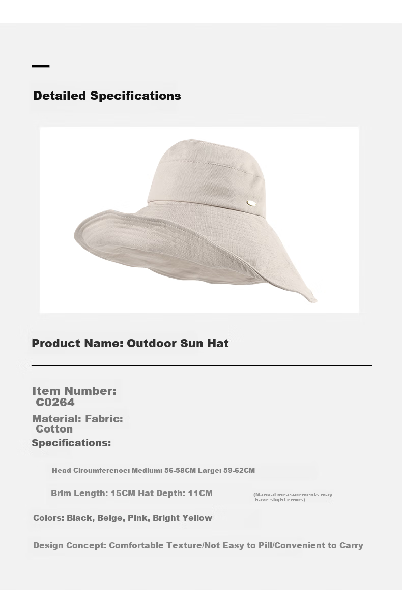 CACUSS Large Brim Sun Protection Hat for Women Summer UV Protection Sunshade Bucket Hat Outdoor Beach Sun Hat Beige Medium 8