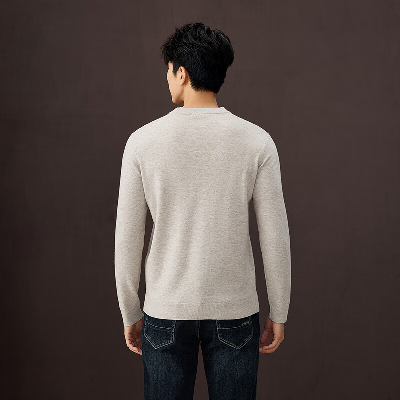 HLA Light Business Classic Series Long-Sleeve Knit Sweater for Men, Round Neck Pullover, Winter Wear for Me