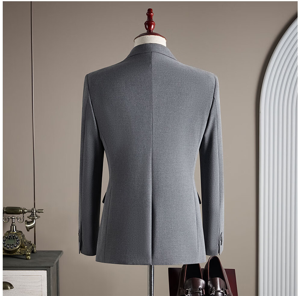 ROMON Men's Business Suit Set Blazer + Vest + Trousers Light Gray XL 29