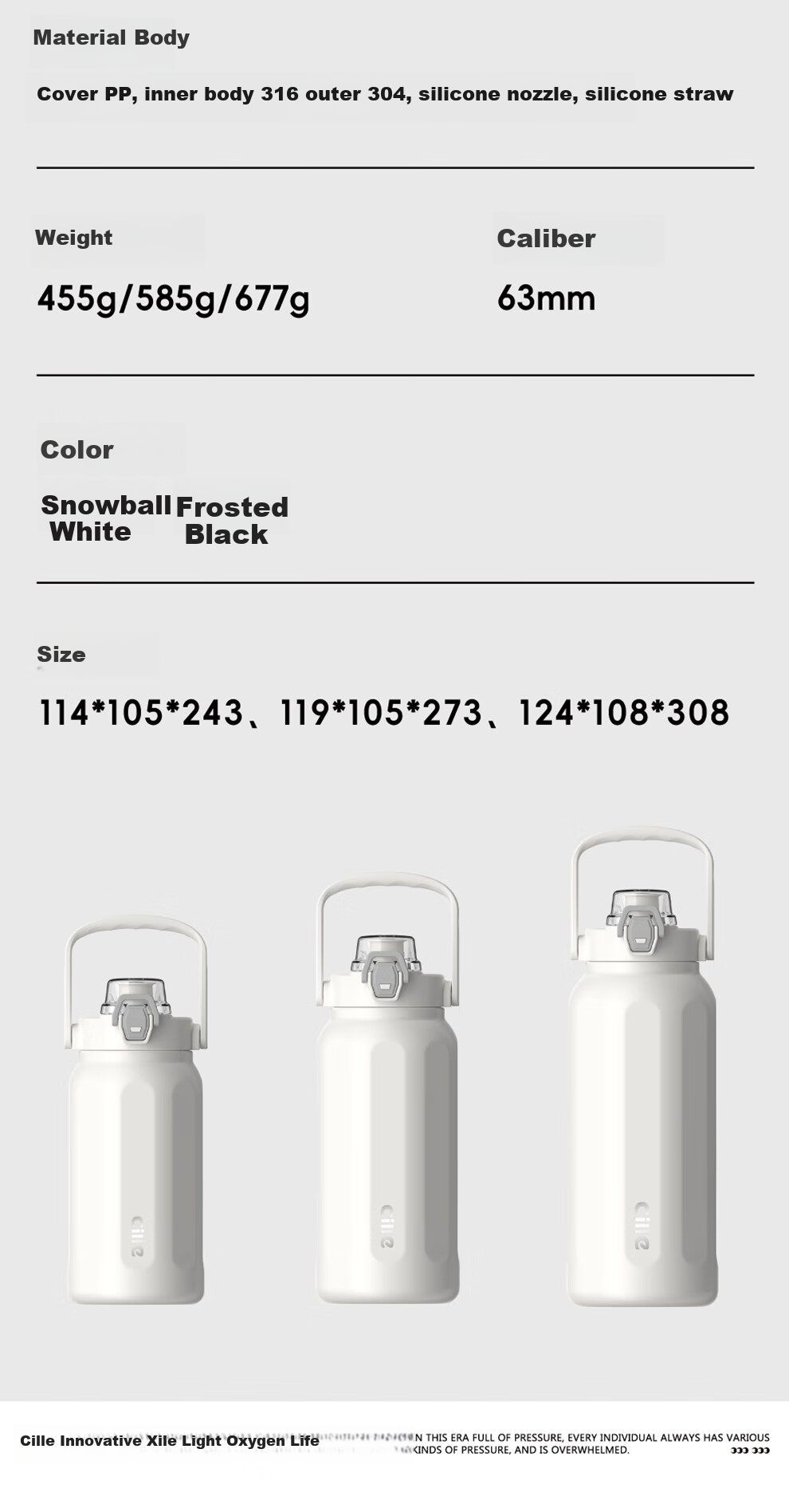 Cille Insulated Mug for Men And Women, 316 Stainless Steel Sports Water Bottle, Large Capacity Water Cup for Outdoor Use, Car-Mounted Portable Straw Cup 13