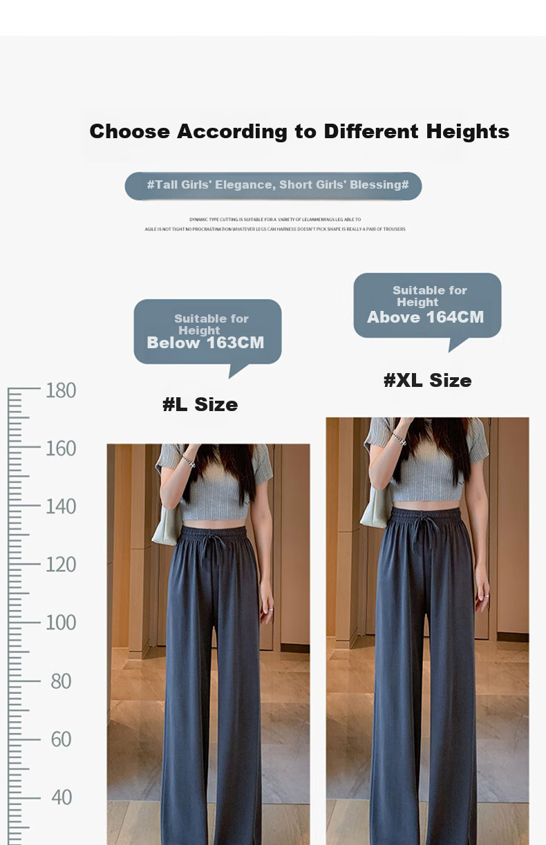 LangSha Women's Leggings, Summer Thin Ice Silk High-Waist Loose-Fitting Draping Floor-Length Slimming Straight-Leg Pants for Commuting 14