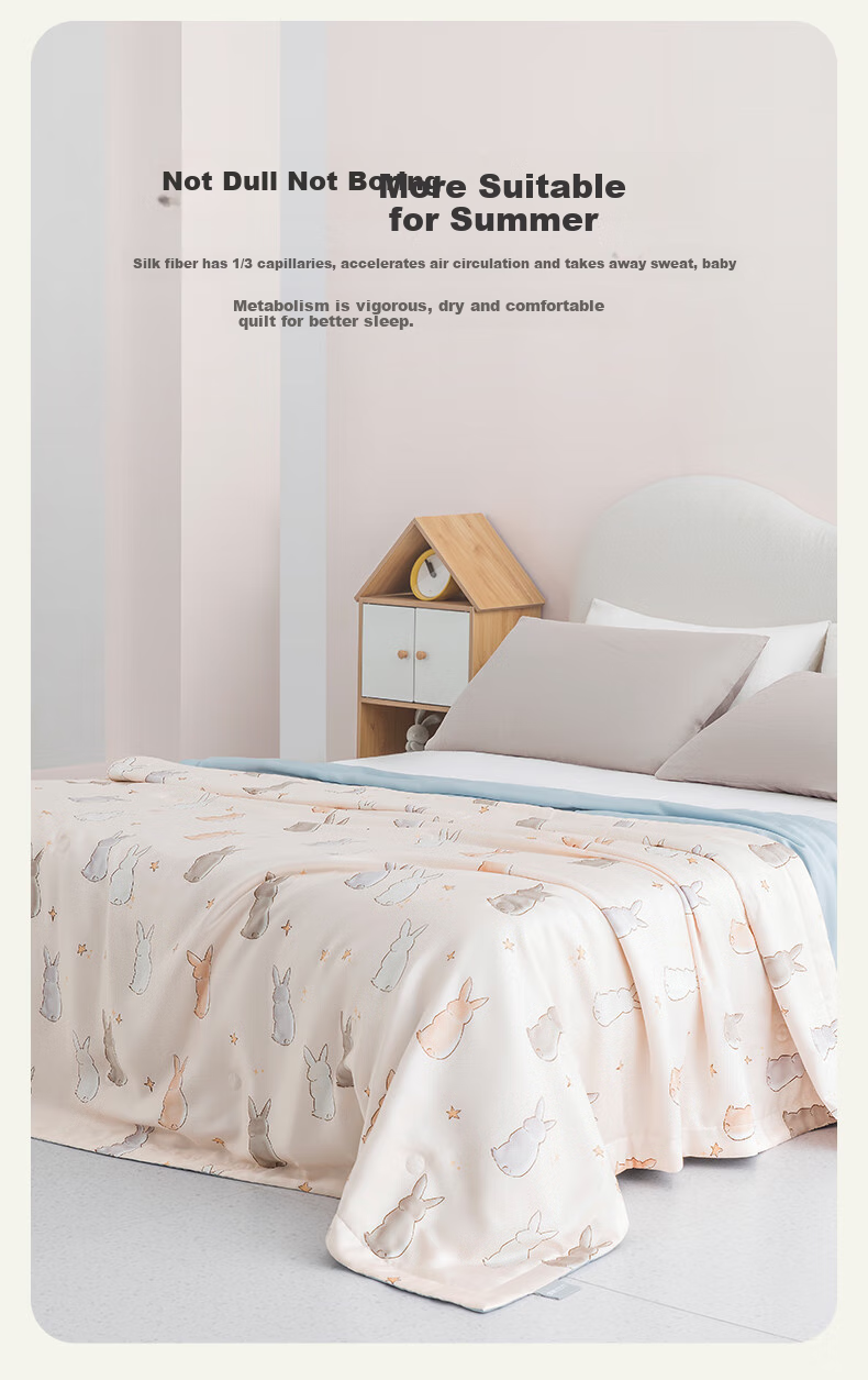 M·JBABY Tencel Pure Silk Quilt Summer Cool Comforter Air Conditioning Tencel Children's Machine Washable Starlight Unicorn 150*200 6