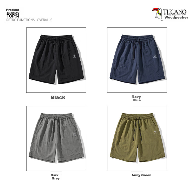 TUCANO Men's Summer Cooling Quick-Dry Breathable Sports Running Casual Comfortable Five-Point Shorts Dark Gray 2XL 4