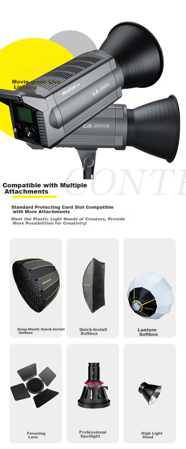 Nice Foto La-2000A LED Dual Color Temperature Photography Light, Studio Photo Light, Short Video Shooting And Live Streaming Fill Light, La-2000A Single Light [Dual Color Temperature] 11