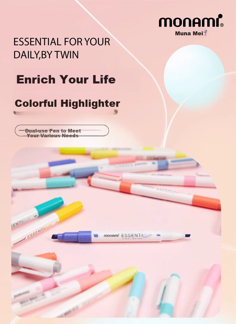 Monami Imported Double-Ended Highlighter Pen, Large Capacity for Students' Note-Taking And Marking, Colorful Pen Set, Dreamy 10-Color Set 06023Z10-FC 1
