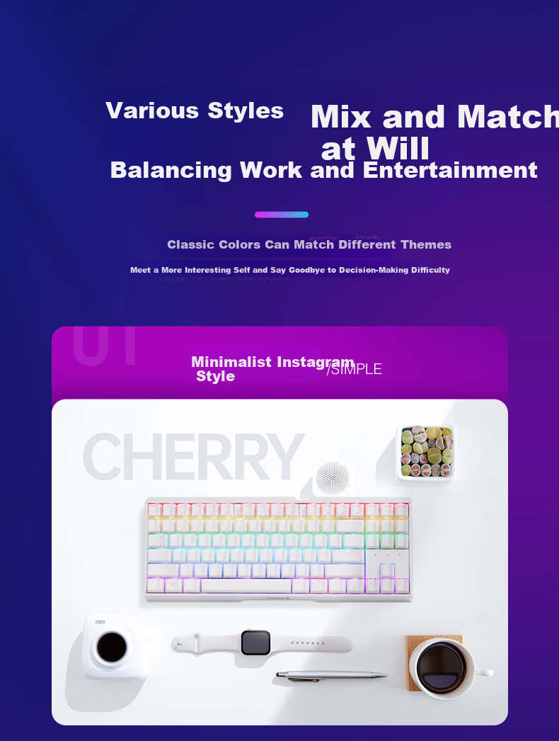 CHERRY MX3.0S TKL Mechanical Keyboard, RGB Lighting Effects, E-Sports Gaming Keyboard, Wired Keyboard, Office Keyboard with 87 Keys, Pink Red Switches 17