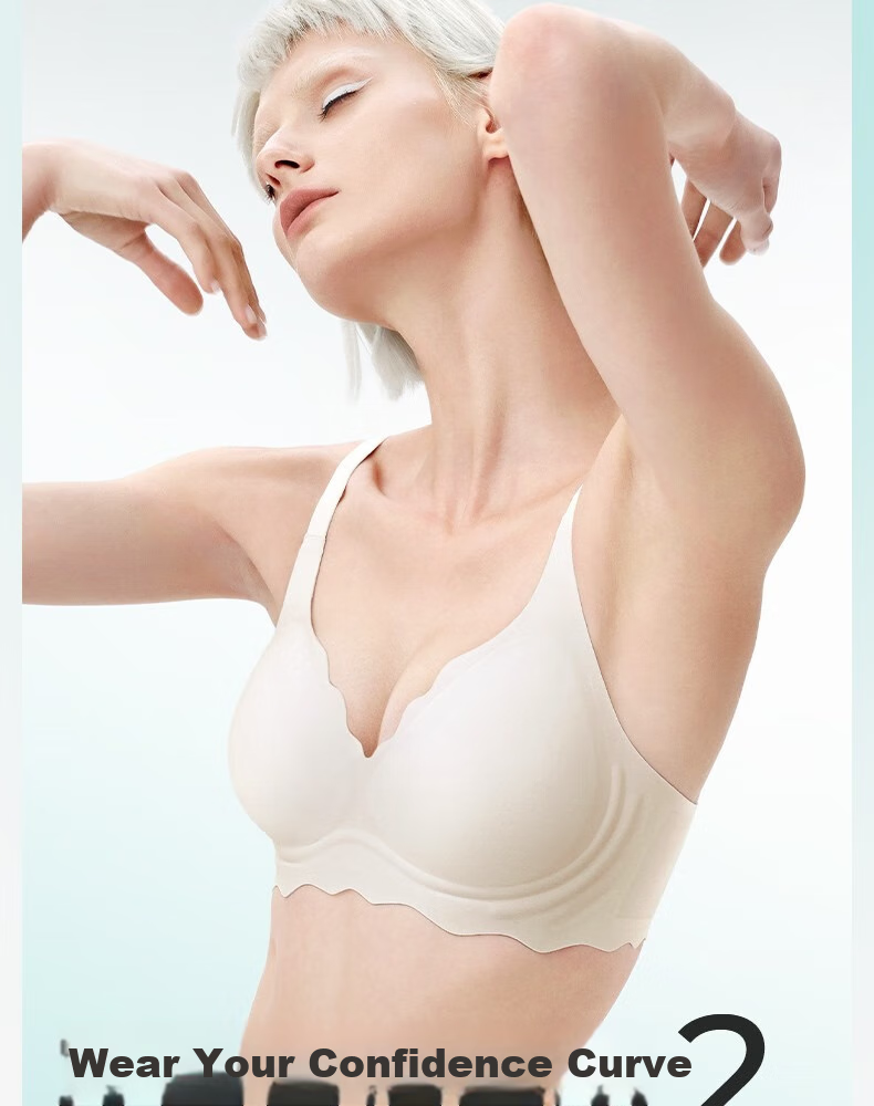 Shuyang Women's Bra, Push-Up for Small Breasts, Prevents Sagging, Gathers Side Boob, Lifts, Soft Support, Wireless, One-Piece Seamless Bra 3
