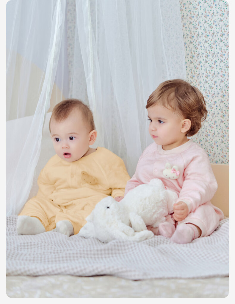 DAVE & BELLA Newborn Class A Quilted Romper Baby Boys Autumn Winter Antibacterial Mite-Resistant Girls One-Piece Suit 2