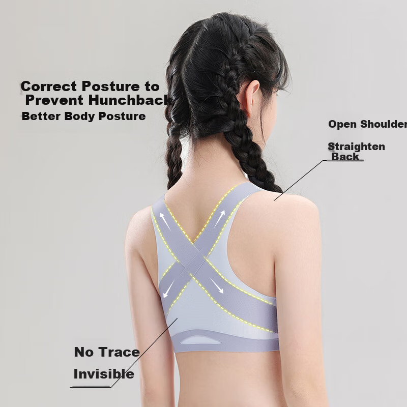 Ordifen Girls' Bra, Spring 2025 New Arrival, 2-Piece Set, Cross Front Closure, Anti-Sagging, for Puberty Ages 14-18, Vest Style