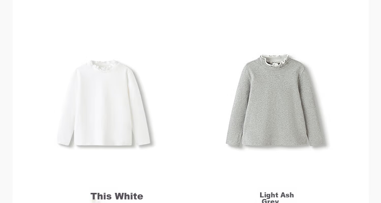 BALABALA Girls' Long-Sleeve T-Shirt, Children's Autumn Sweet Doll Collar Inner Layer Top Cute 208325100001 6