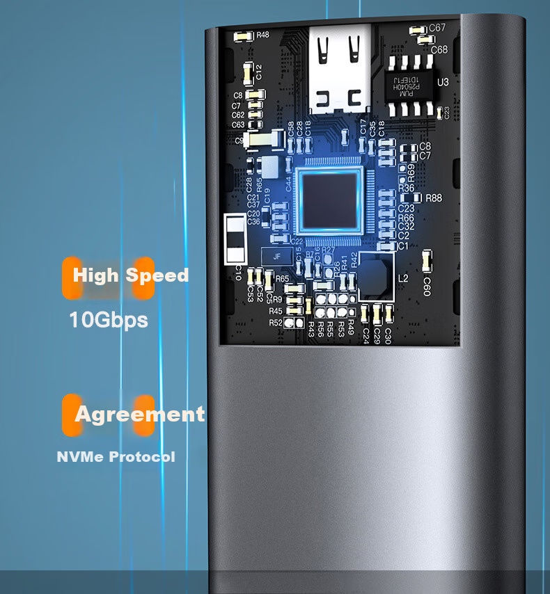 LinkStone M.2 NVMe Portable Hard Drive Enclosure, Type-C 3.2 Interface SSD Enclosure for Laptops, Full Aluminum External Enclosure 8